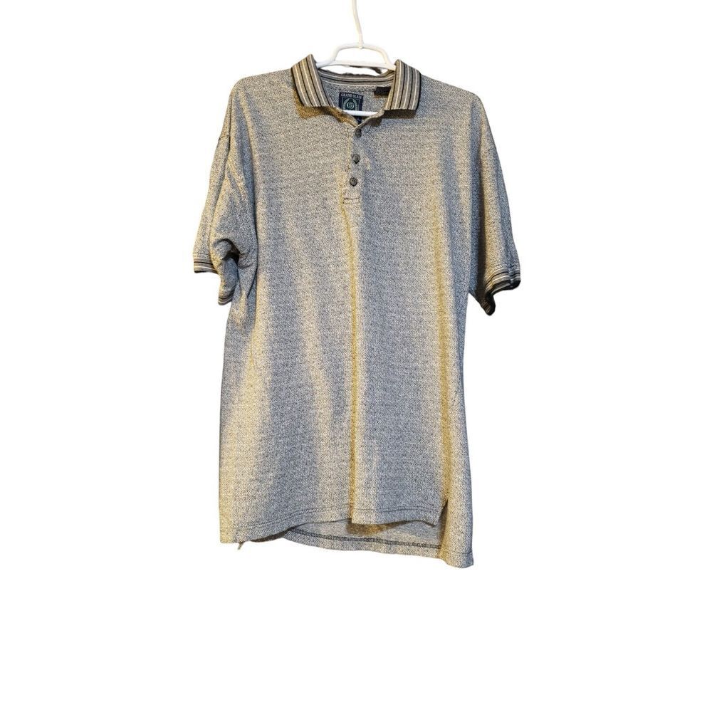 Grand‎ Slam Tour Polo Mens L Geometric All Over Print Cotton Golf Tennis Preppy